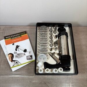 Wolfgang Puck Stainless Cookie Press Set Holiday Baking Piping